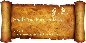 Godány Manszvét névjegykártya